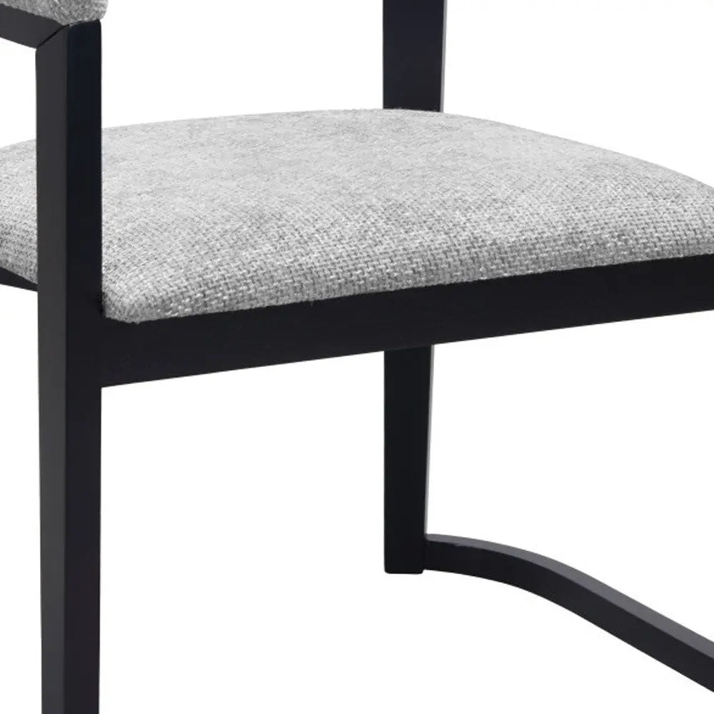 Gray and Black Upholstery Open Back Dining Arm Chair Homeroots Kitchen & Dining