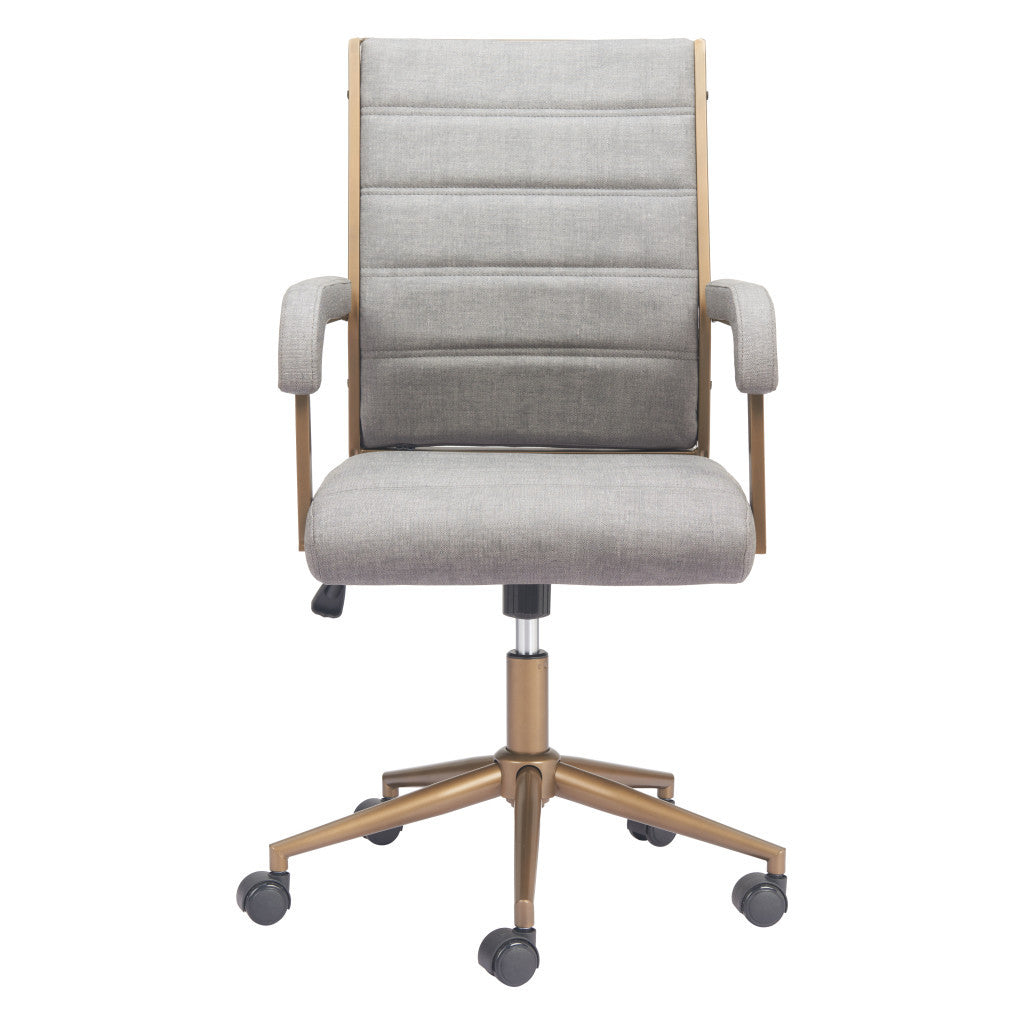 Gray and Bronze Adjustable Height Swivel Rolling Office Chair - GreatEagleInc