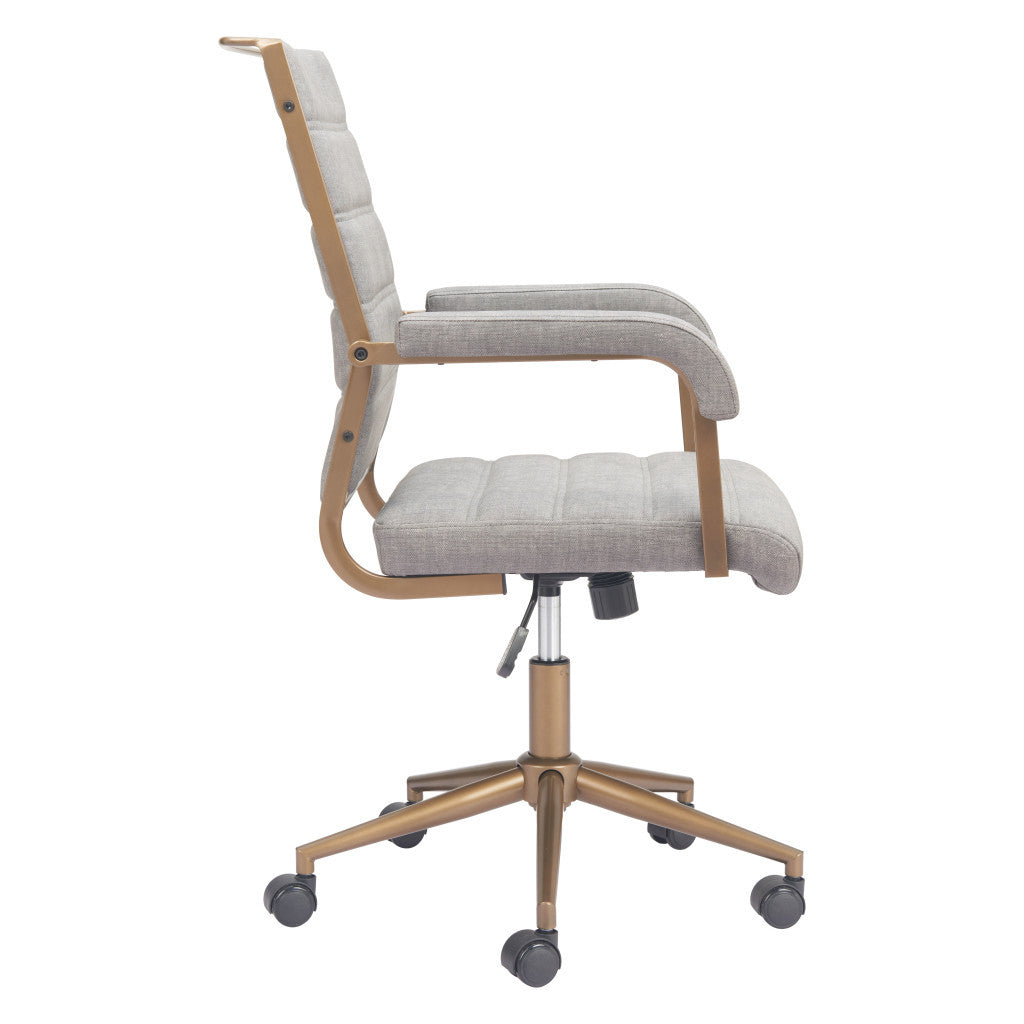Gray and Bronze Adjustable Height Swivel Rolling Office Chair - GreatEagleInc
