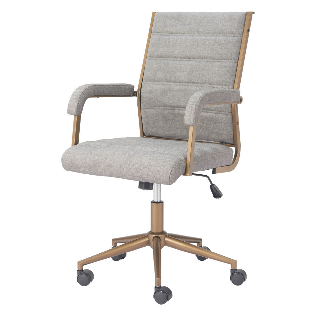 Gray and Bronze Adjustable Height Swivel Rolling Office Chair - GreatEagleInc