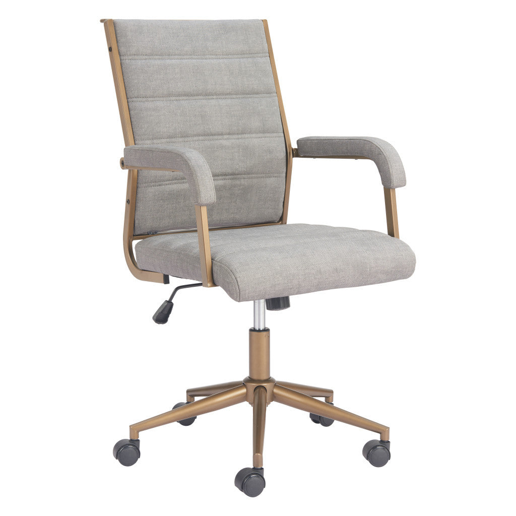 Gray and Bronze Adjustable Height Swivel Rolling Office Chair - GreatEagleInc
