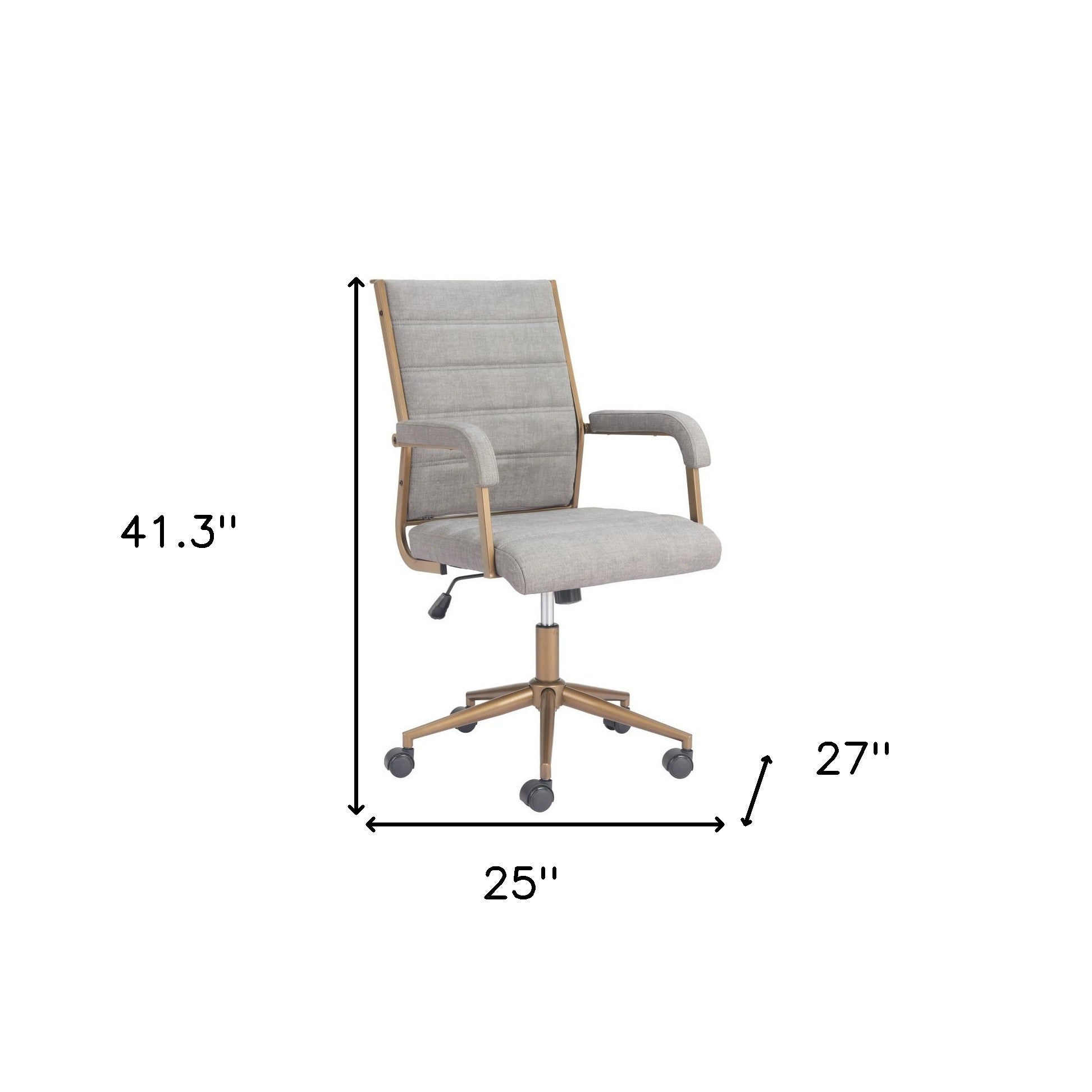 Gray and Bronze Adjustable Height Swivel Rolling Office Chair - GreatEagleInc