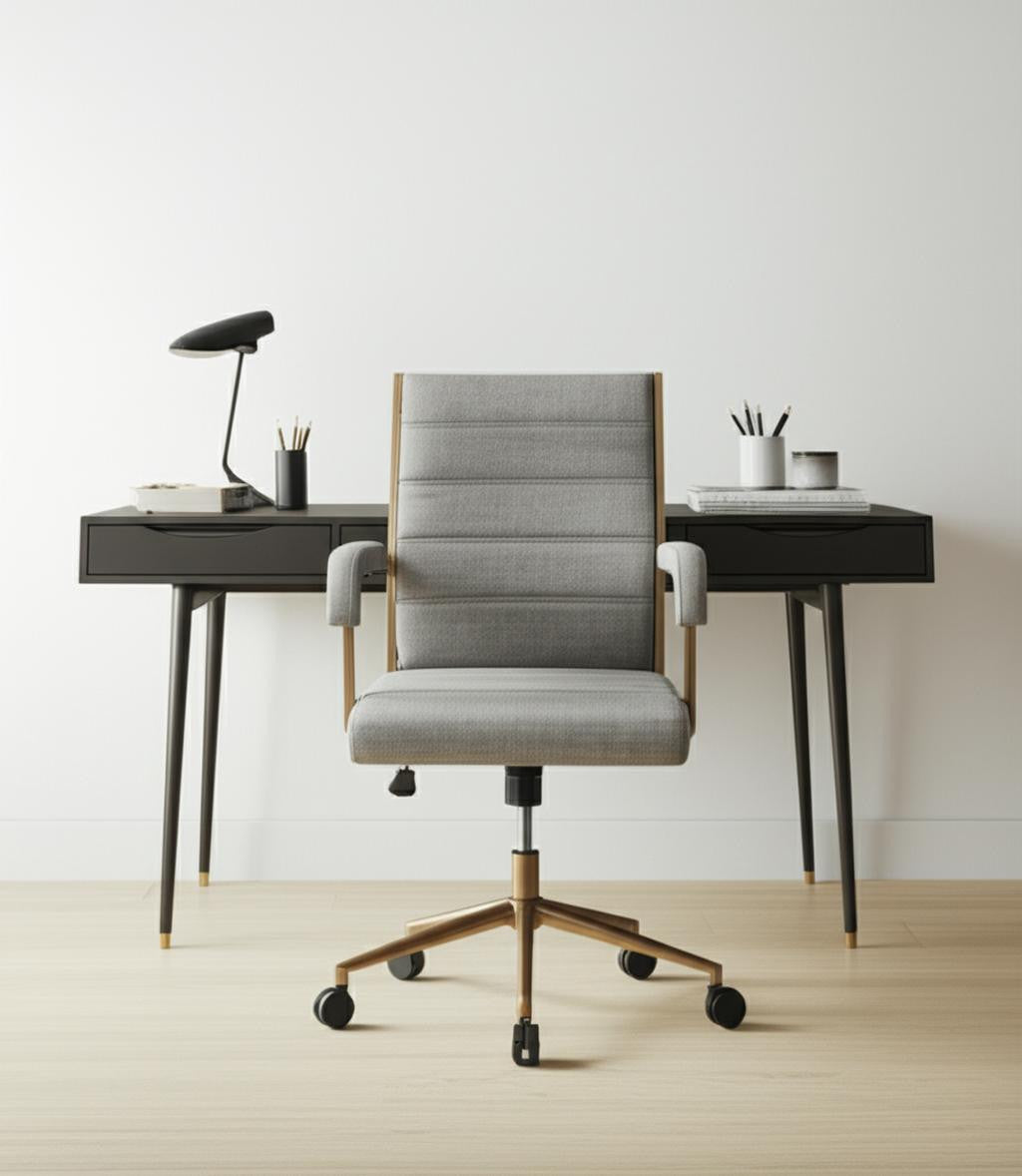 Gray and Bronze Adjustable Height Swivel Rolling Office Chair - GreatEagleInc