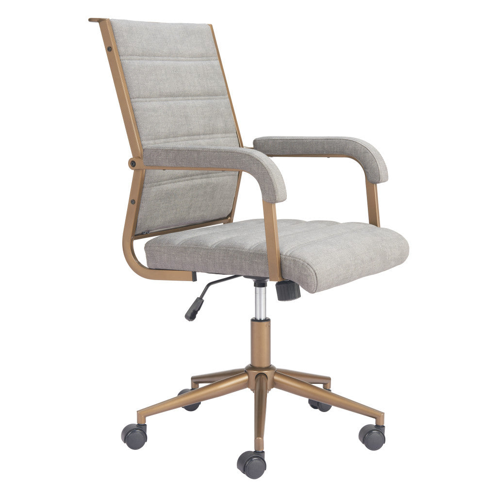 Gray and Bronze Adjustable Height Swivel Rolling Office Chair - GreatEagleInc