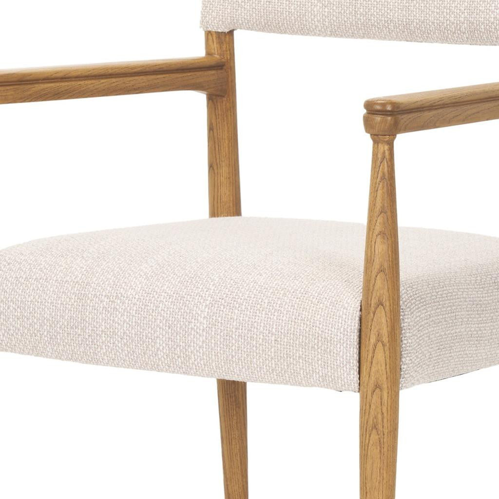 Gray and Brown Fabric Open Back Dining Arm Chair Homeroots Kitchen & Dining