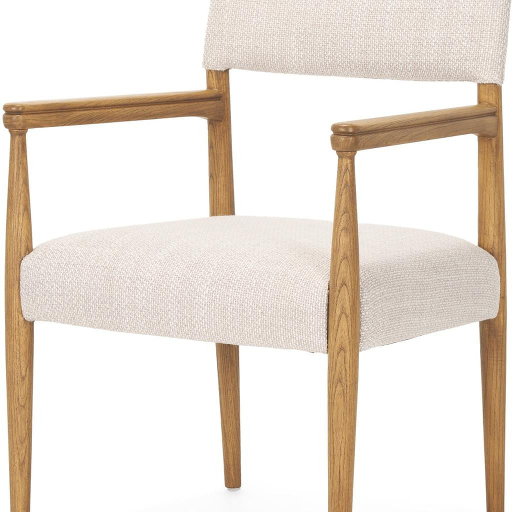 Gray and Brown Fabric Open Back Dining Arm Chair Homeroots Kitchen & Dining
