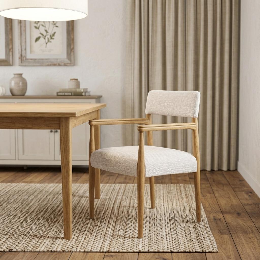 Gray and Brown Fabric Open Back Dining Arm Chair Homeroots Kitchen & Dining