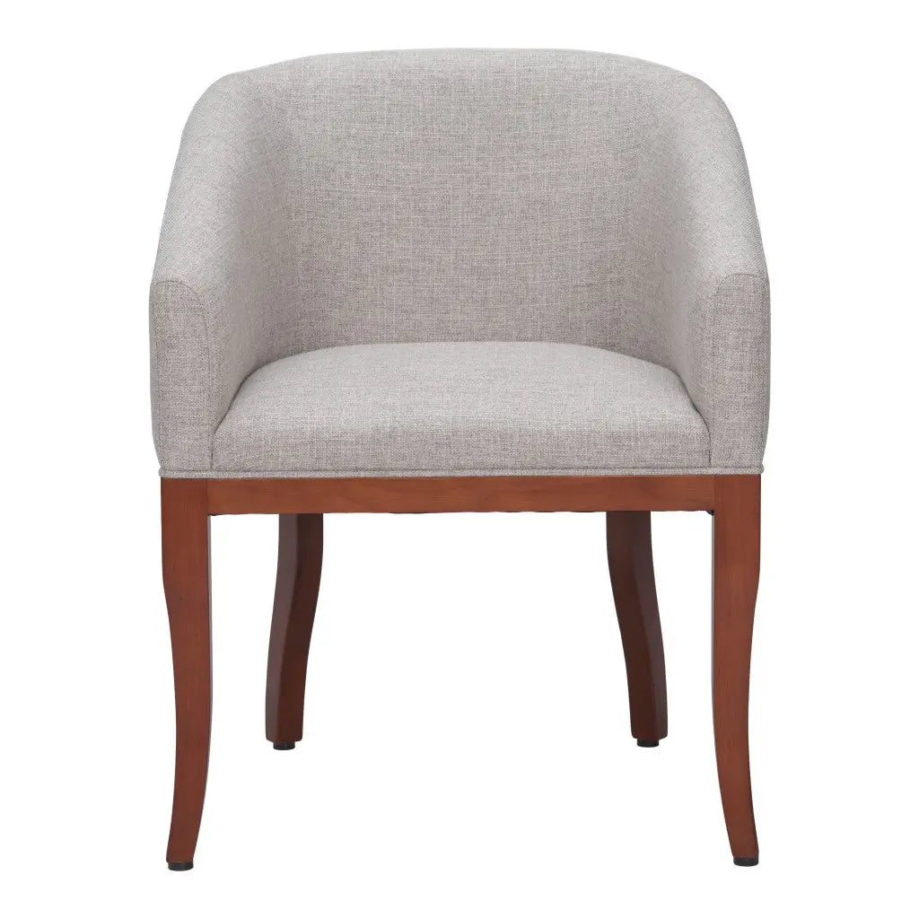 Gray and Brown Upholstered Fabric Dining Arm Chair - GreatEagleInc