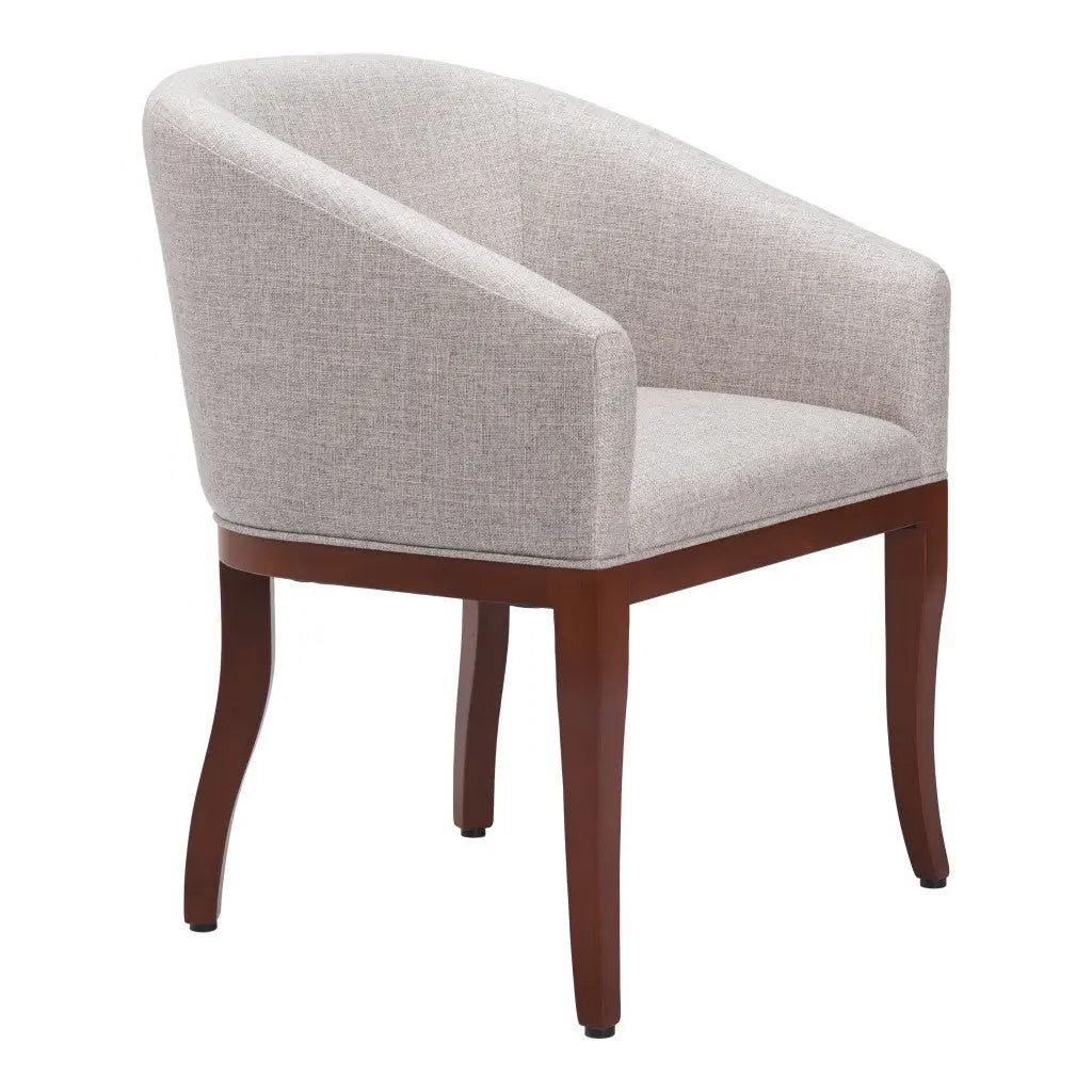Gray and Brown Upholstered Fabric Dining Arm Chair - GreatEagleInc