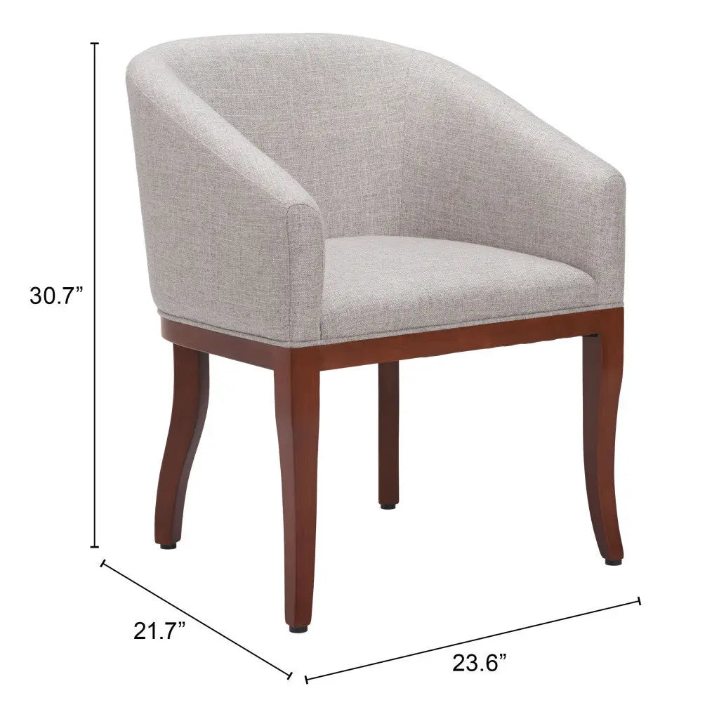 Gray and Brown Upholstered Fabric Dining Arm Chair - GreatEagleInc