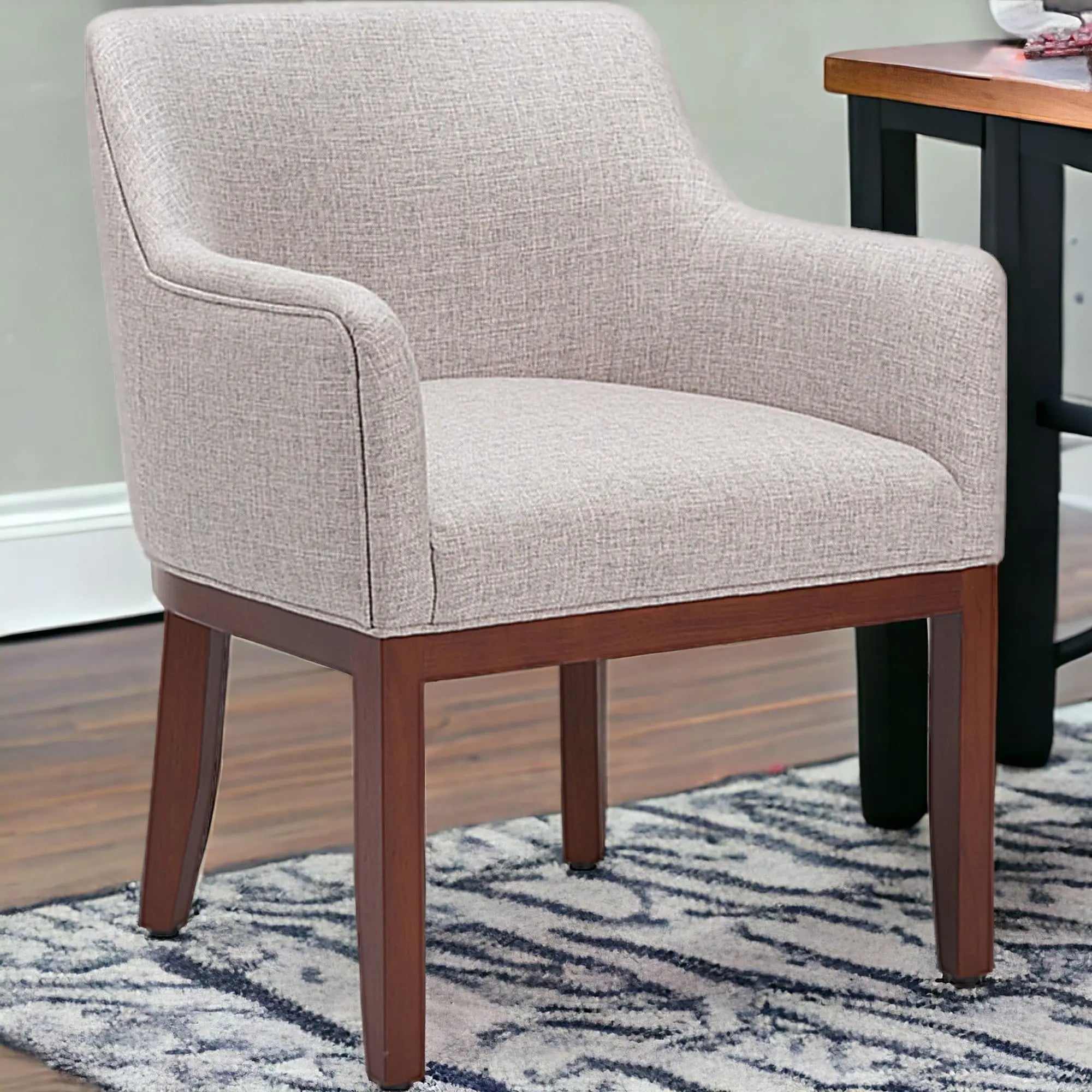 Gray and Brown Upholstered Fabric Dining Arm Chair - GreatEagleInc
