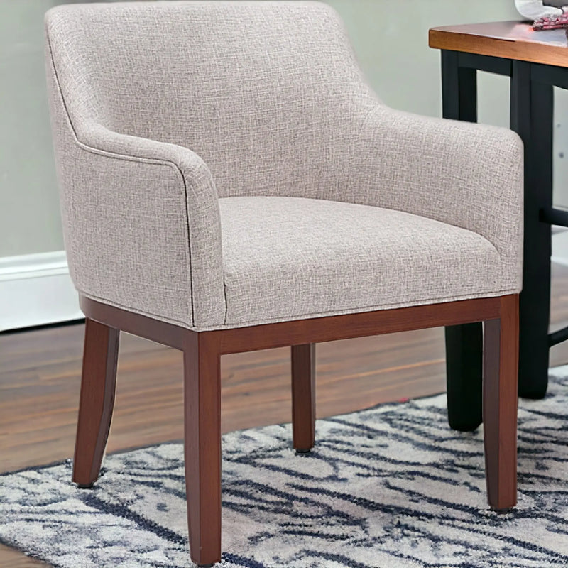 Gray and Brown Upholstered Fabric Dining Arm Chair - GreatEagleInc