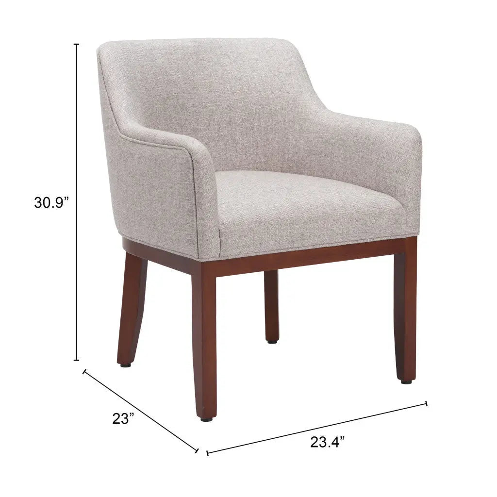 Gray and Brown Upholstered Fabric Dining Arm Chair - GreatEagleInc