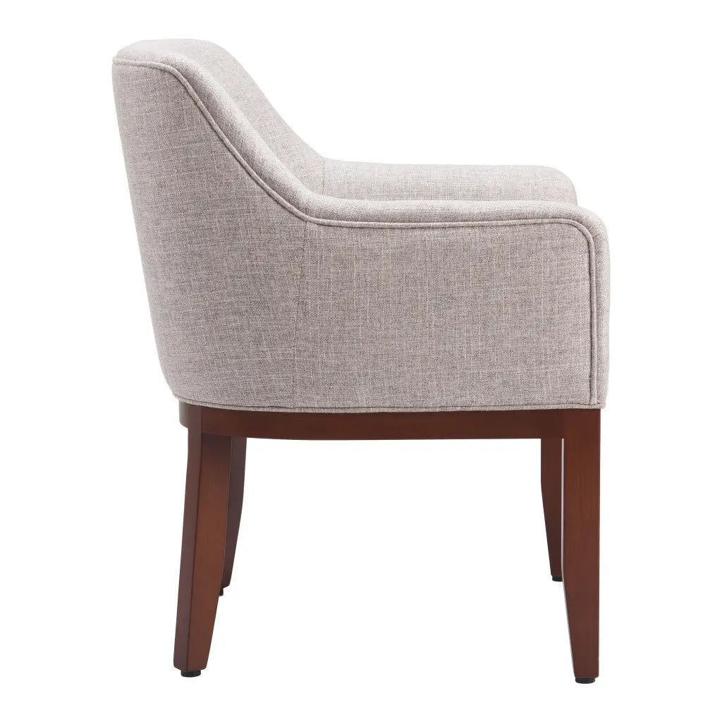 Gray and Brown Upholstered Fabric Dining Arm Chair - GreatEagleInc