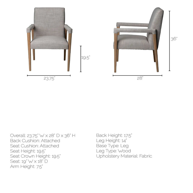 Gray and Brown Upholstered Fabric King Louis Back Dining Arm Chair - GreatEagleInc