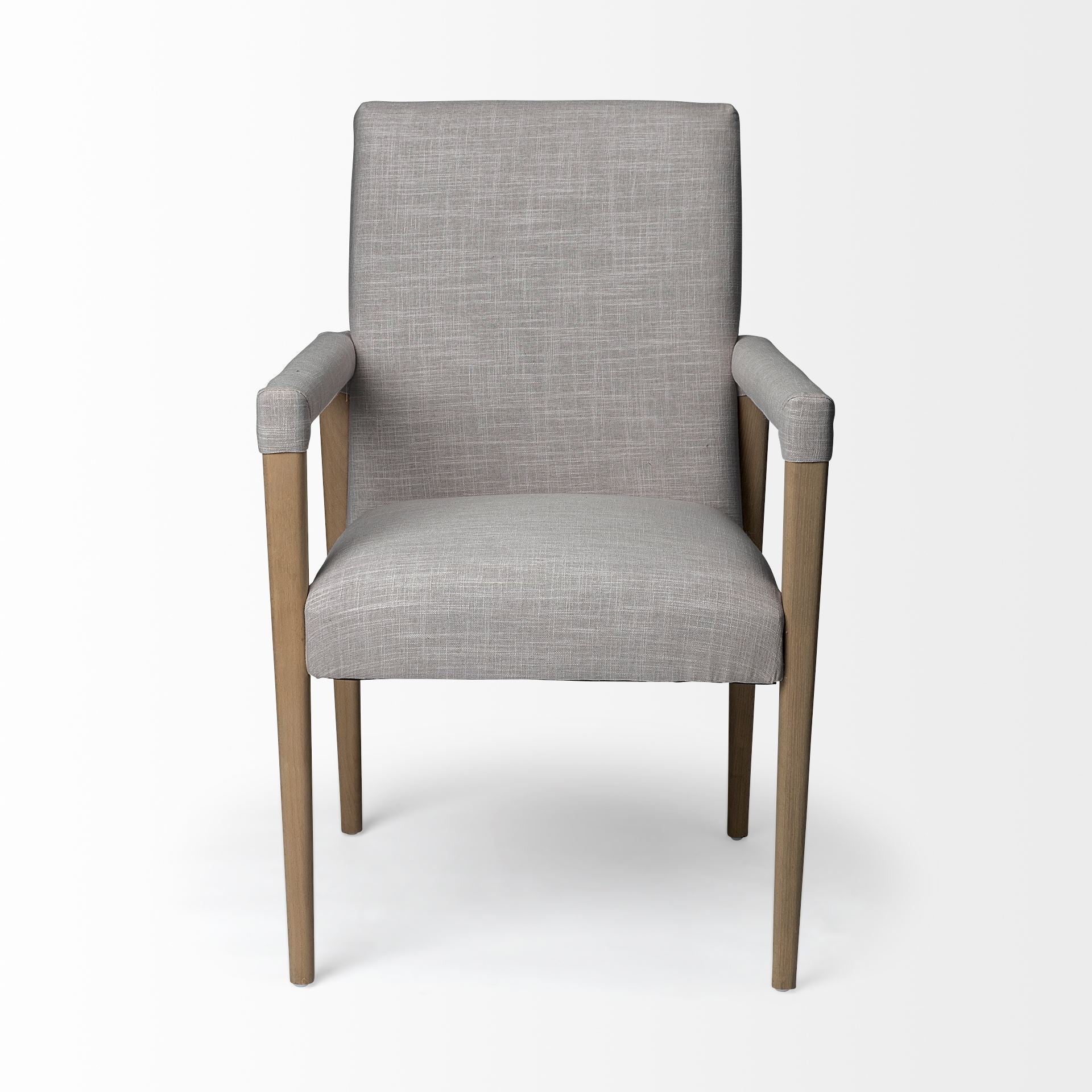 Gray and Brown Upholstered Fabric King Louis Back Dining Arm Chair - GreatEagleInc