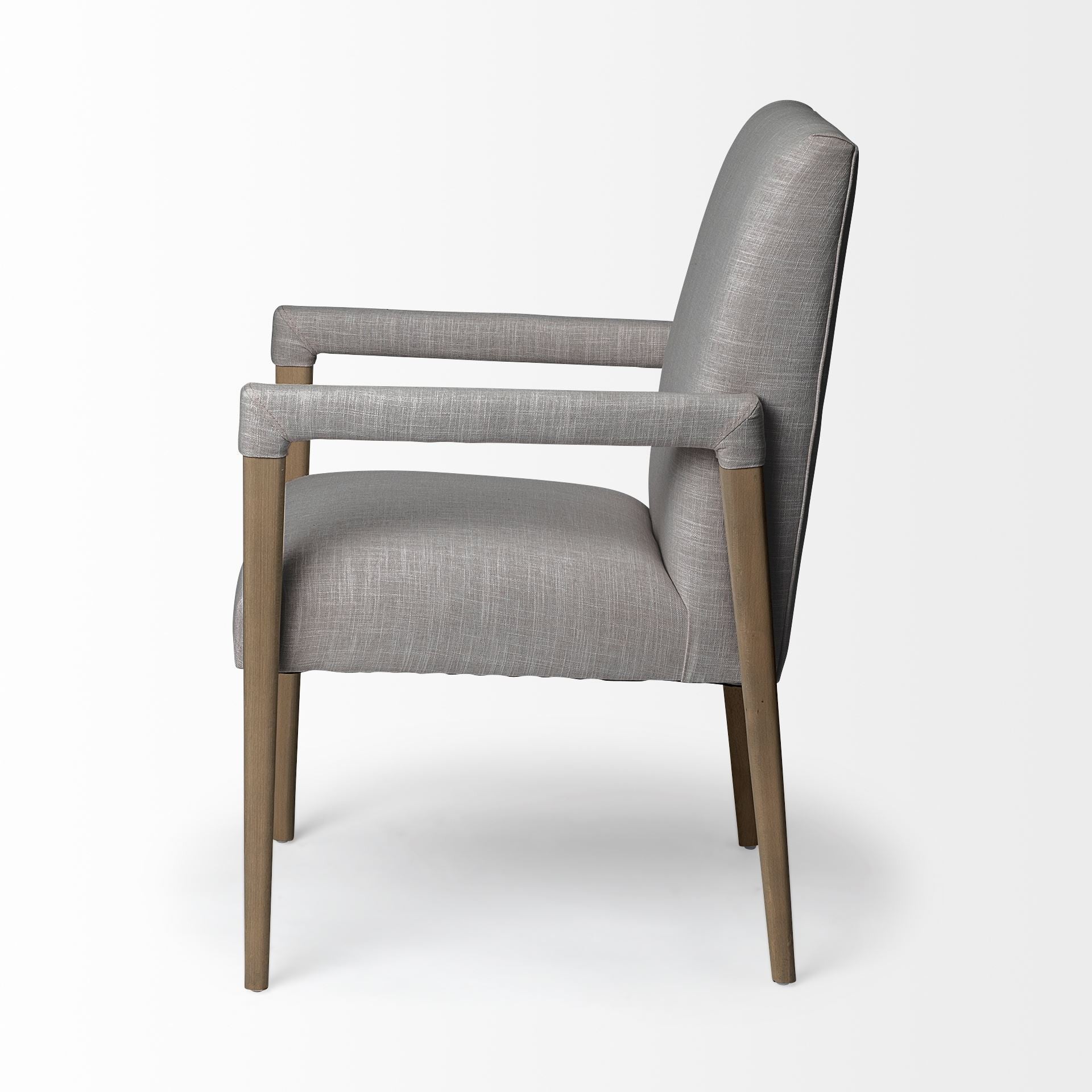 Gray and Brown Upholstered Fabric King Louis Back Dining Arm Chair - GreatEagleInc