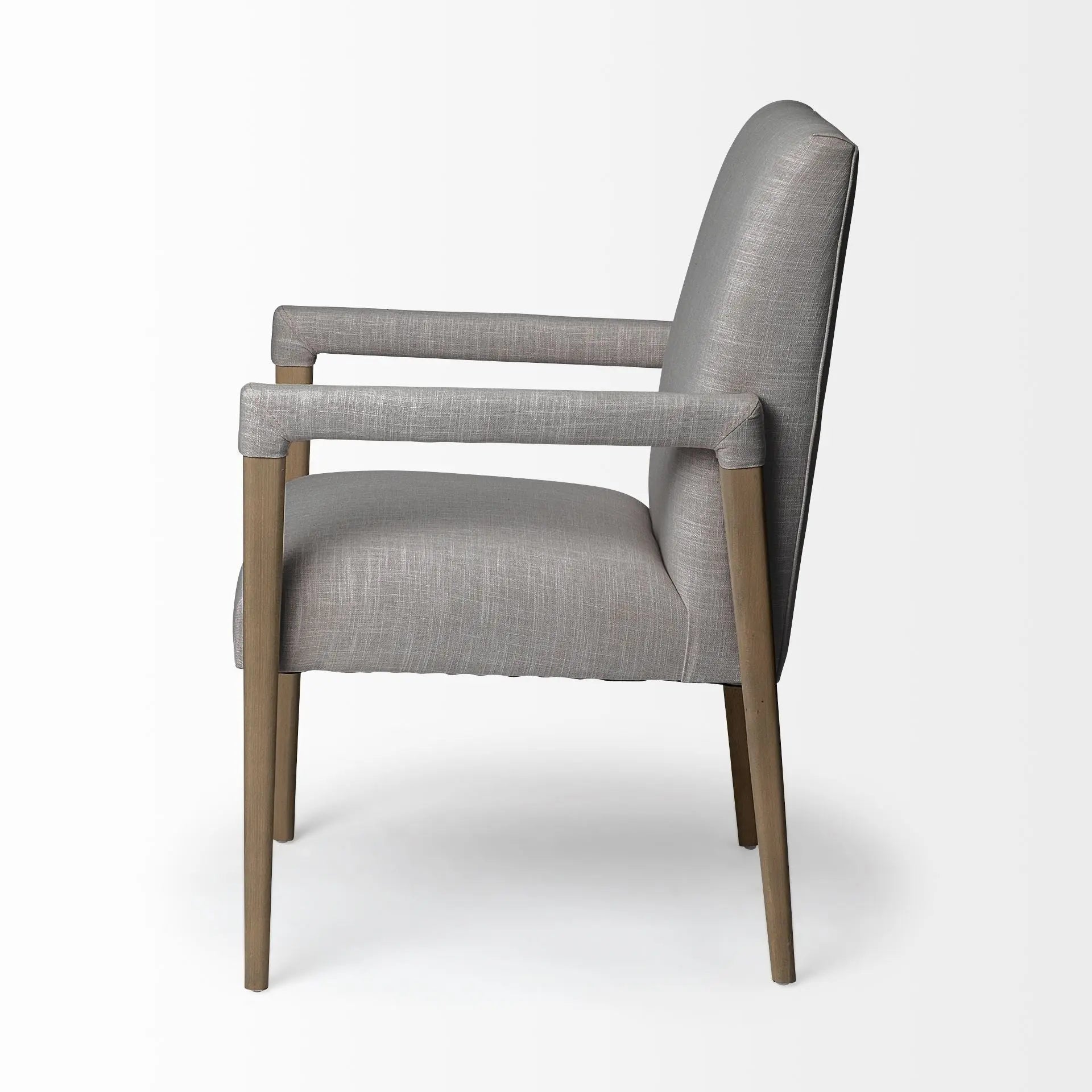 Gray and Brown Upholstered Fabric King Louis Back Dining Arm Chair - GreatEagleInc