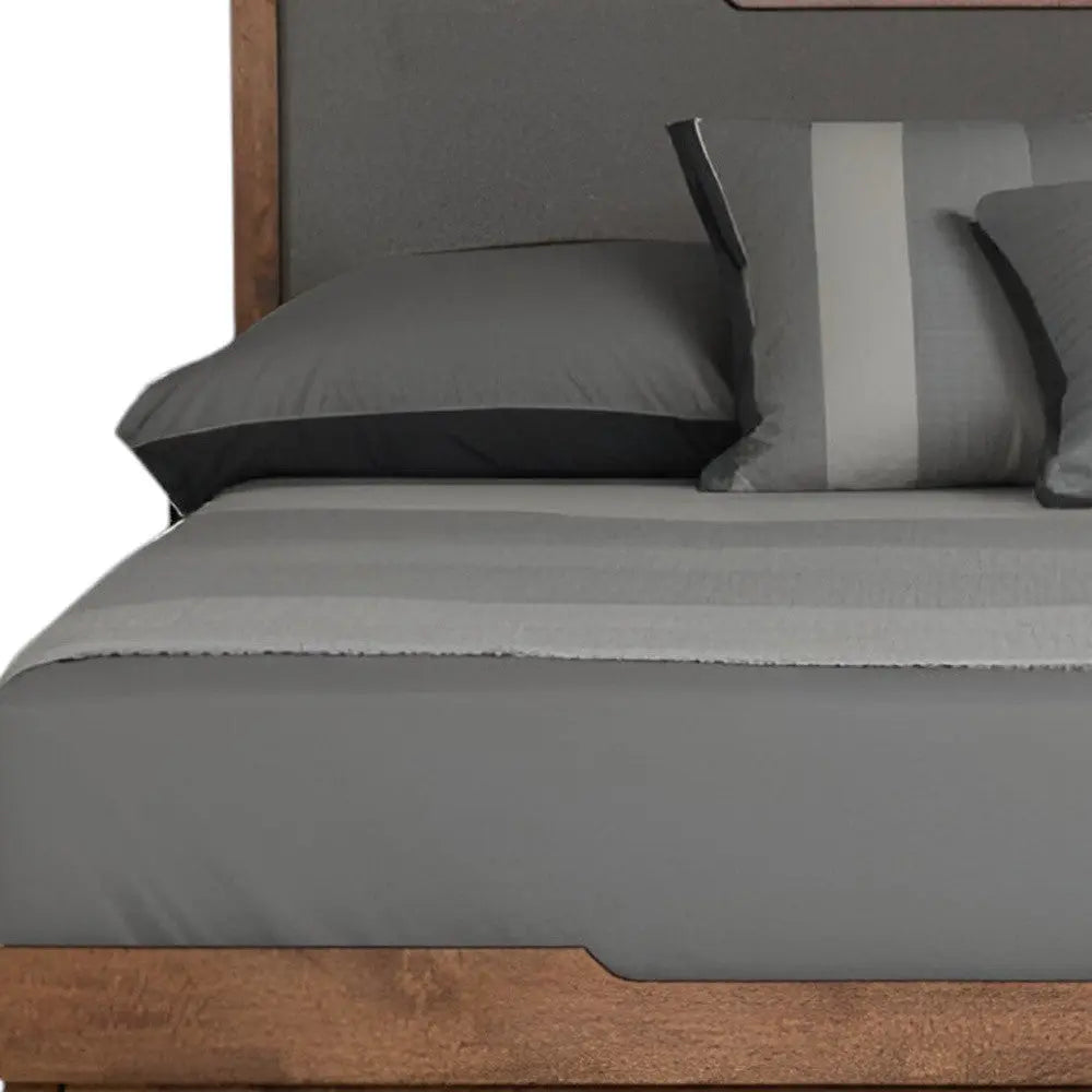 Gray and Brown Wood And Linen California King Bed Frame Homeroots Bed & Bath
