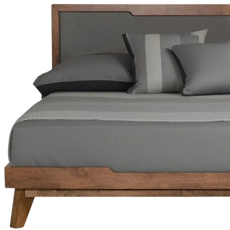Gray and Brown Wood And Linen California King Bed Frame Homeroots Bed & Bath