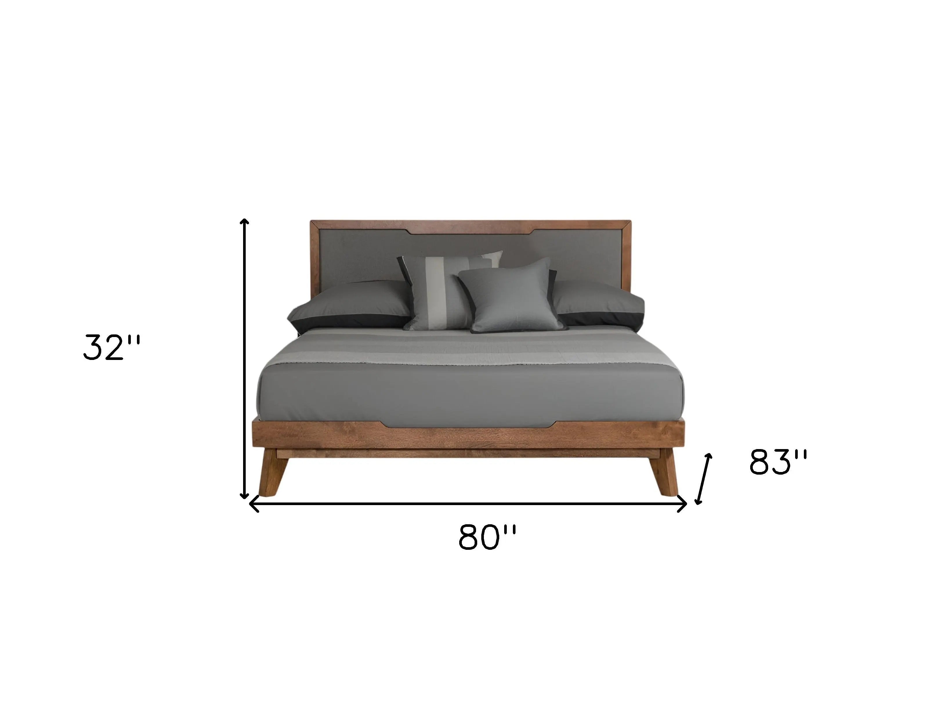 Gray and Brown Wood And Linen King Bed Frame Homeroots Bed & Bath