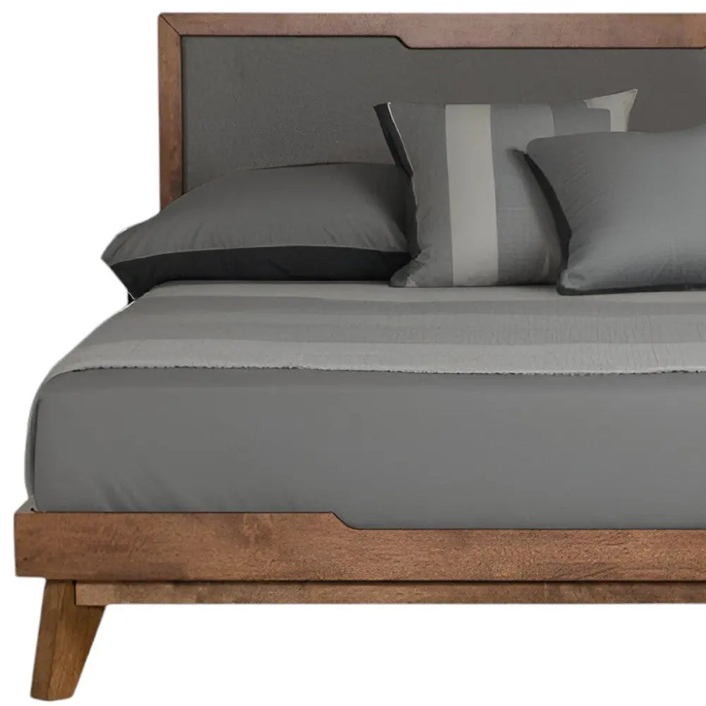 Gray and Brown Wood And Linen King Bed Frame Homeroots Bed & Bath