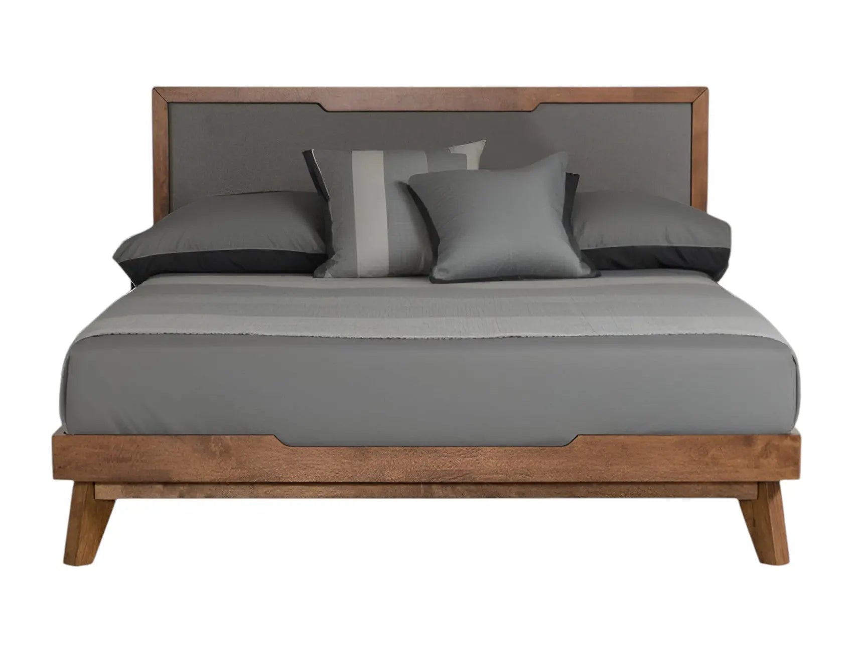 Gray and Brown Wood And Linen King Bed Frame Homeroots Bed & Bath