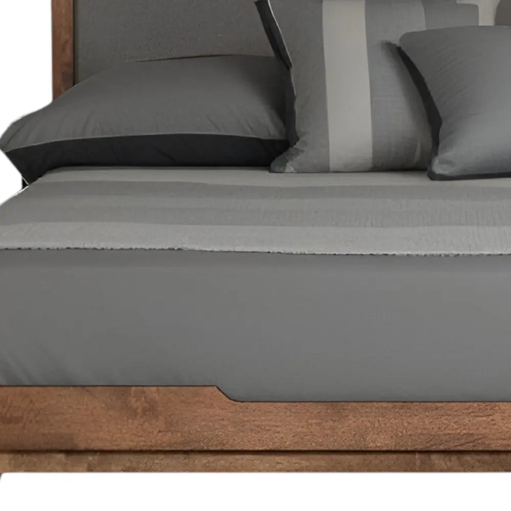 Gray and Brown Wood And Linen King Bed Frame Homeroots Bed & Bath