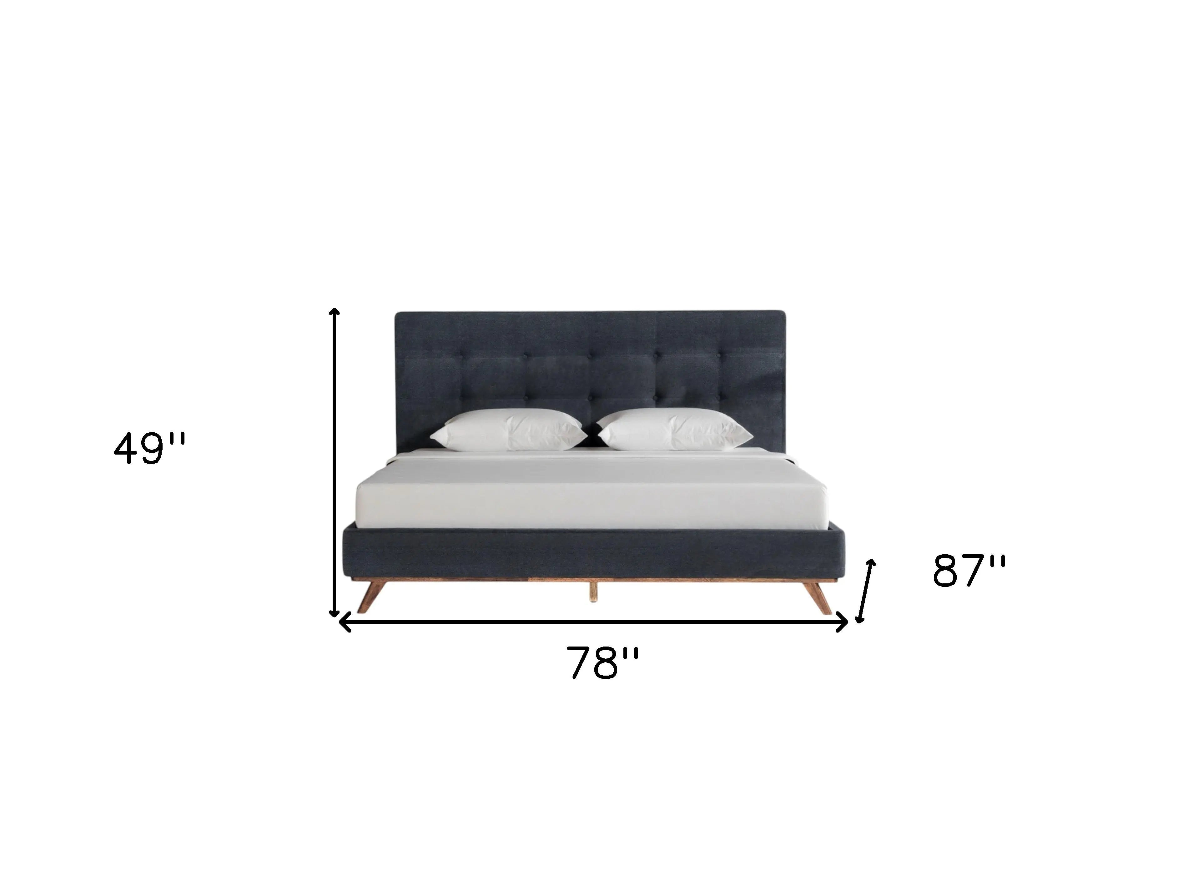Gray and Brown Wood And Tufted Polyester King Bed Frame Homeroots Bed & Bath