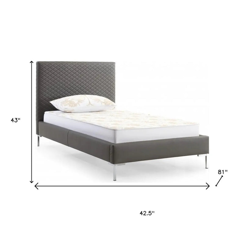 Gray and Dark Gray Wood And Faux Leather Twin Bed Frame Homeroots Bed & Bath
