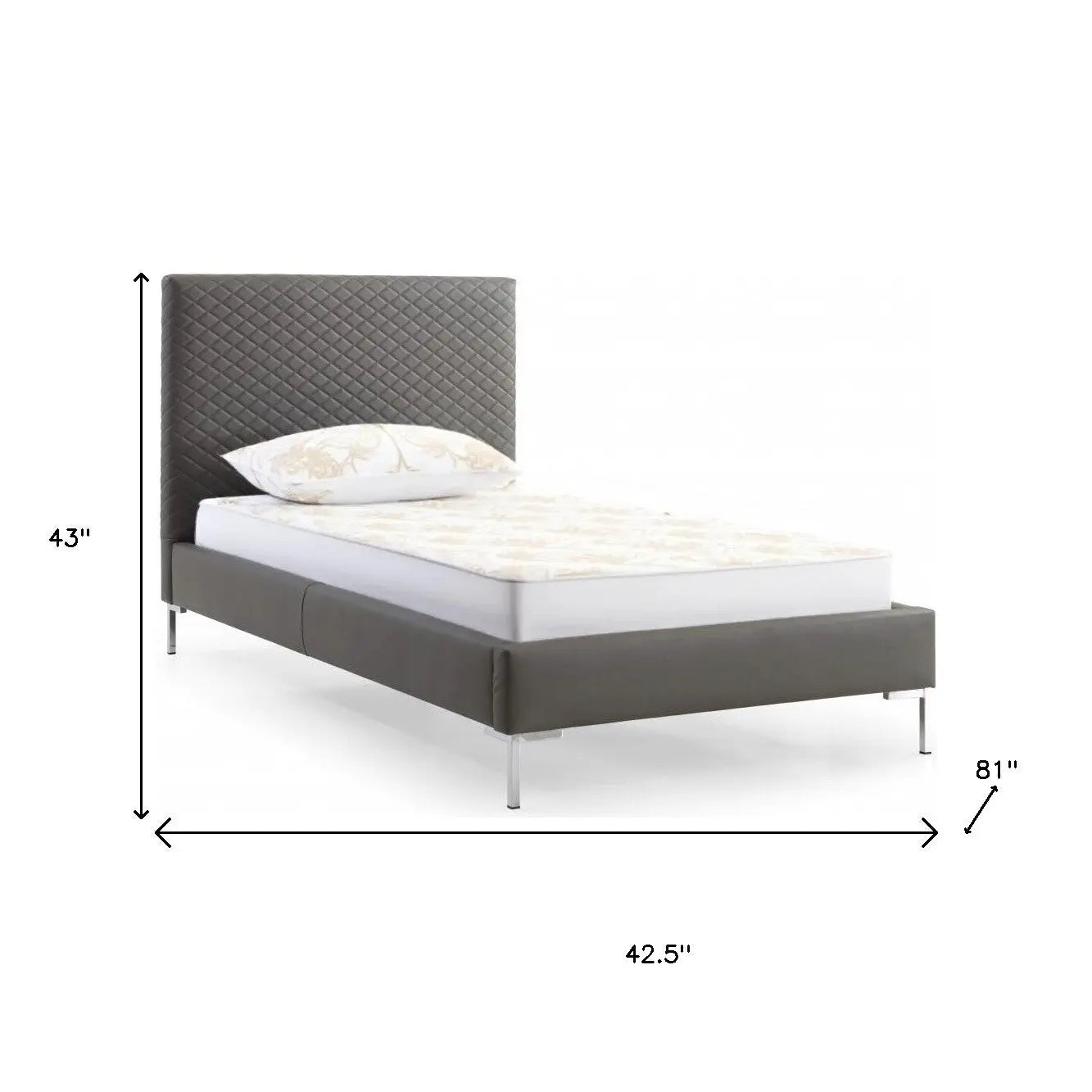 Gray and Dark Gray Wood And Faux Leather Twin Bed Frame Homeroots Bed & Bath