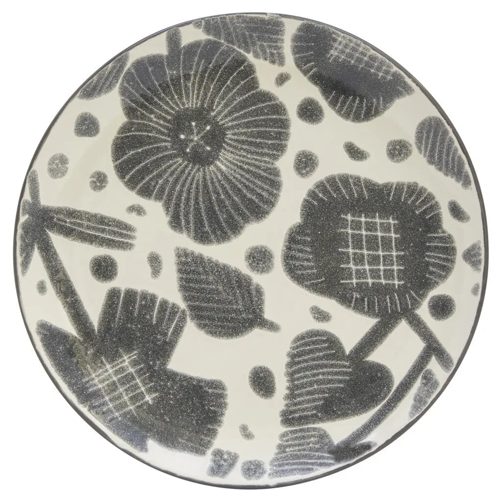 Gray and Ivory Sixteen Piece Round Floral Ceramic Service For Four Dinnerware Set Homeroots Kitchen & Dining
