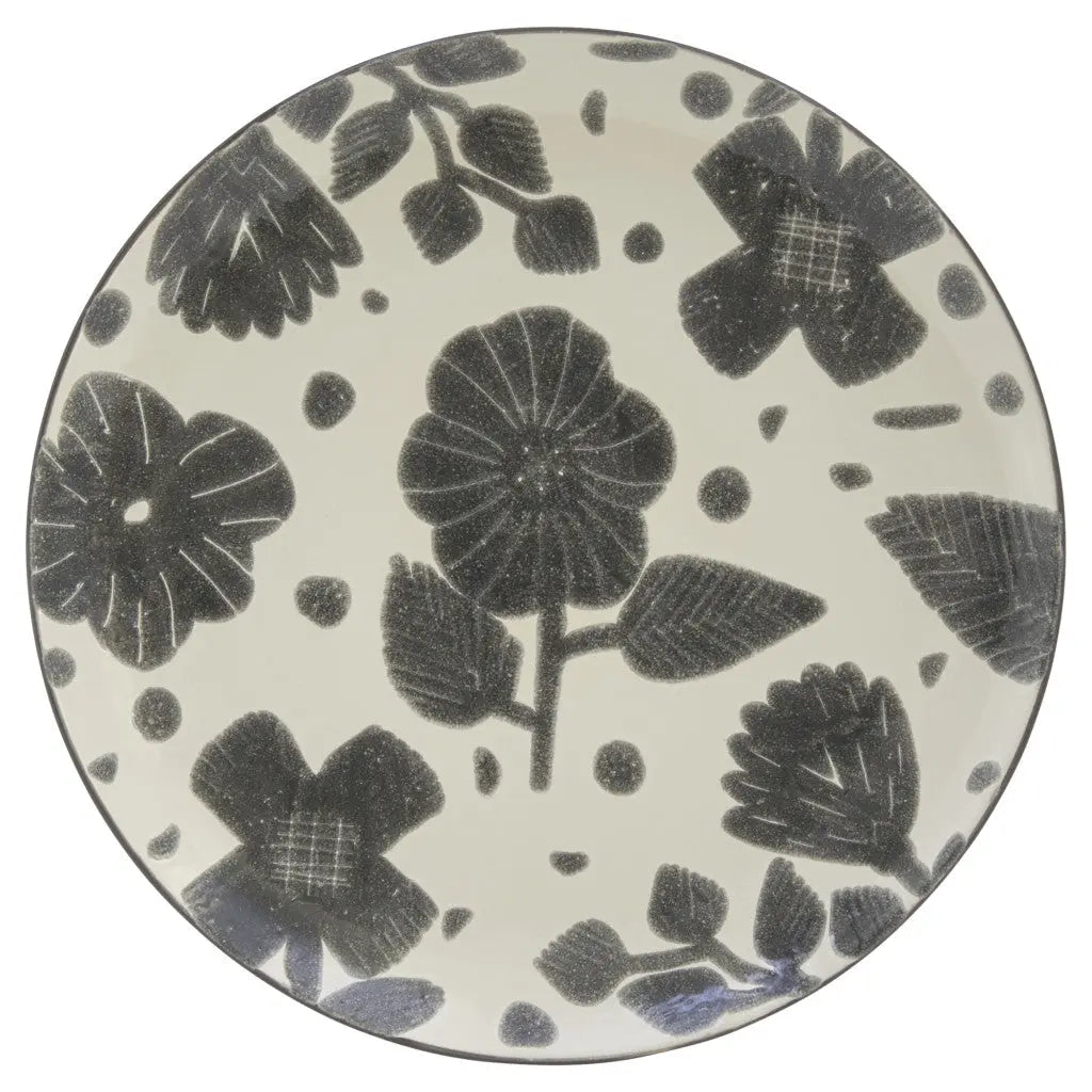 Gray and Ivory Sixteen Piece Round Floral Ceramic Service For Four Dinnerware Set Homeroots Kitchen & Dining