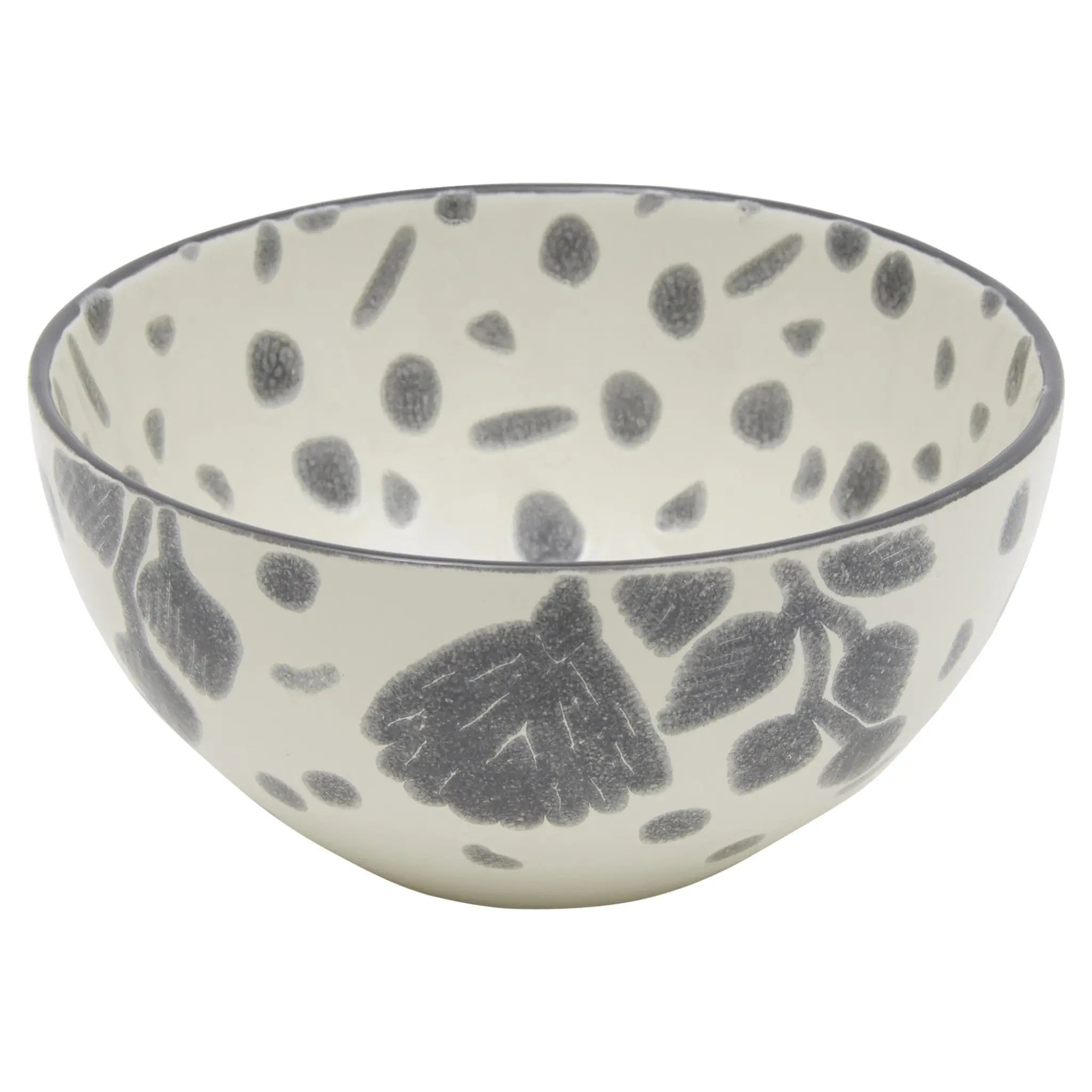 Gray and Ivory Sixteen Piece Round Floral Ceramic Service For Four Dinnerware Set Homeroots Kitchen & Dining