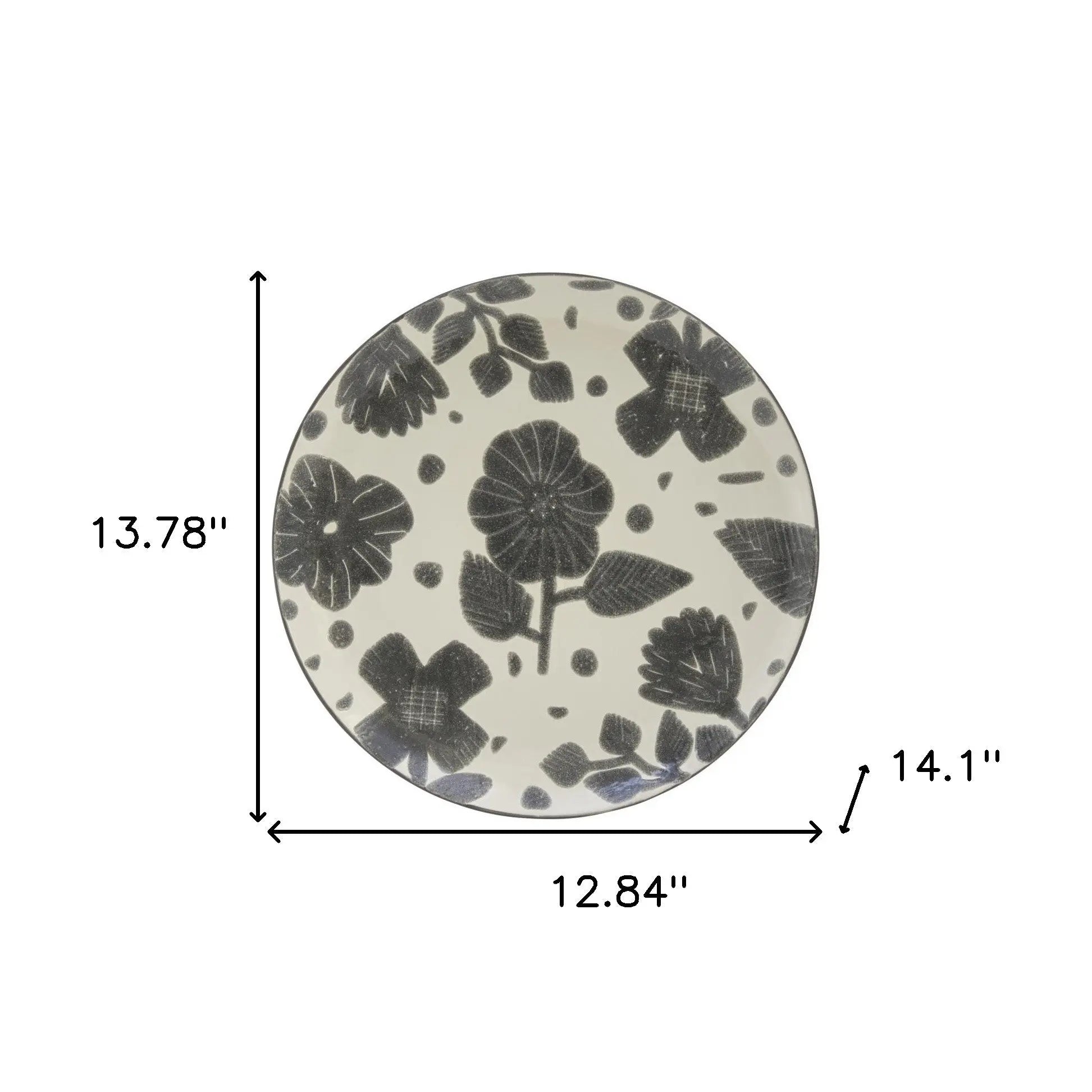 Gray and Ivory Sixteen Piece Round Floral Ceramic Service For Four Dinnerware Set Homeroots Kitchen & Dining