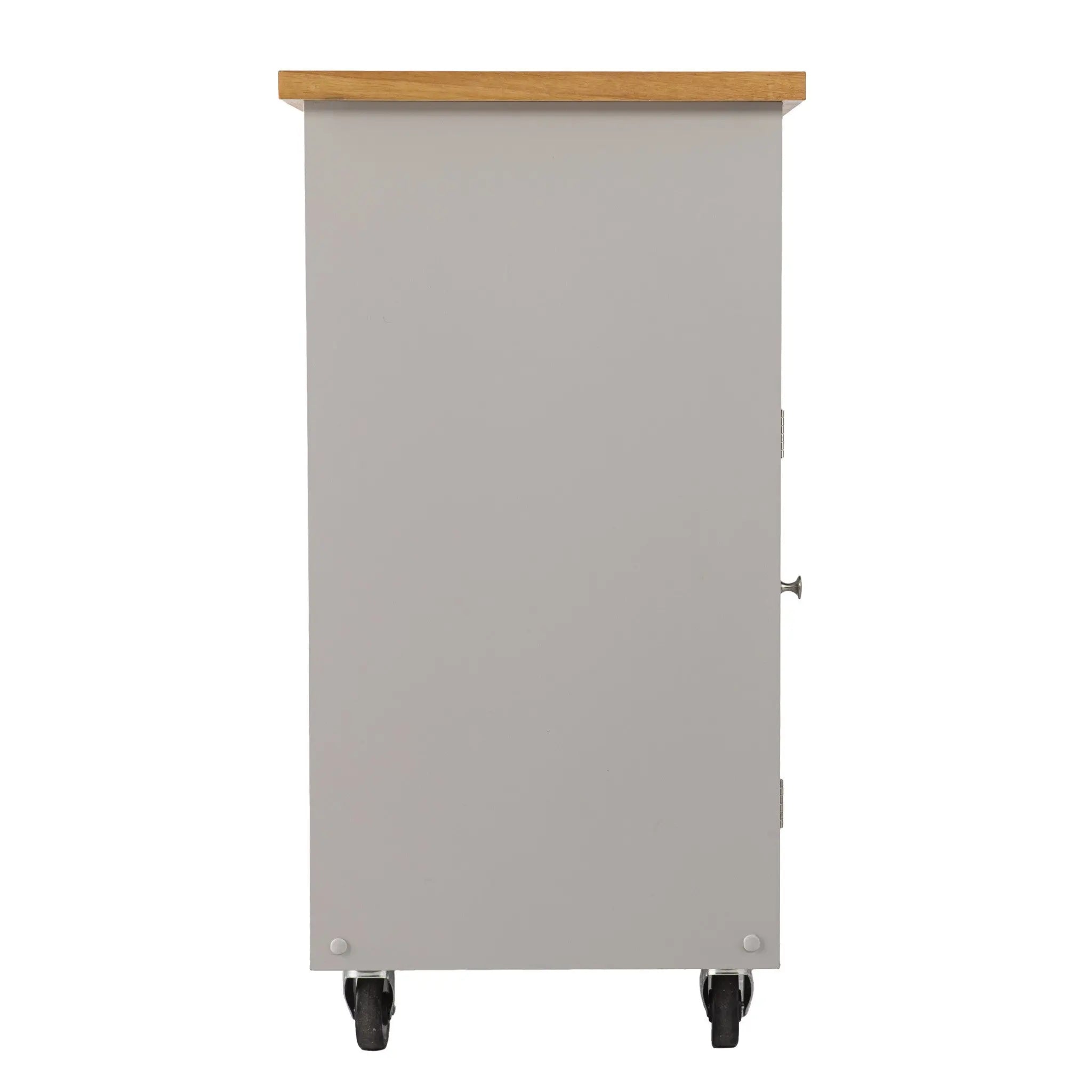 Gray and Natural 35" Rolling Kitchen Island With Storage Homeroots Kitchen & Dining