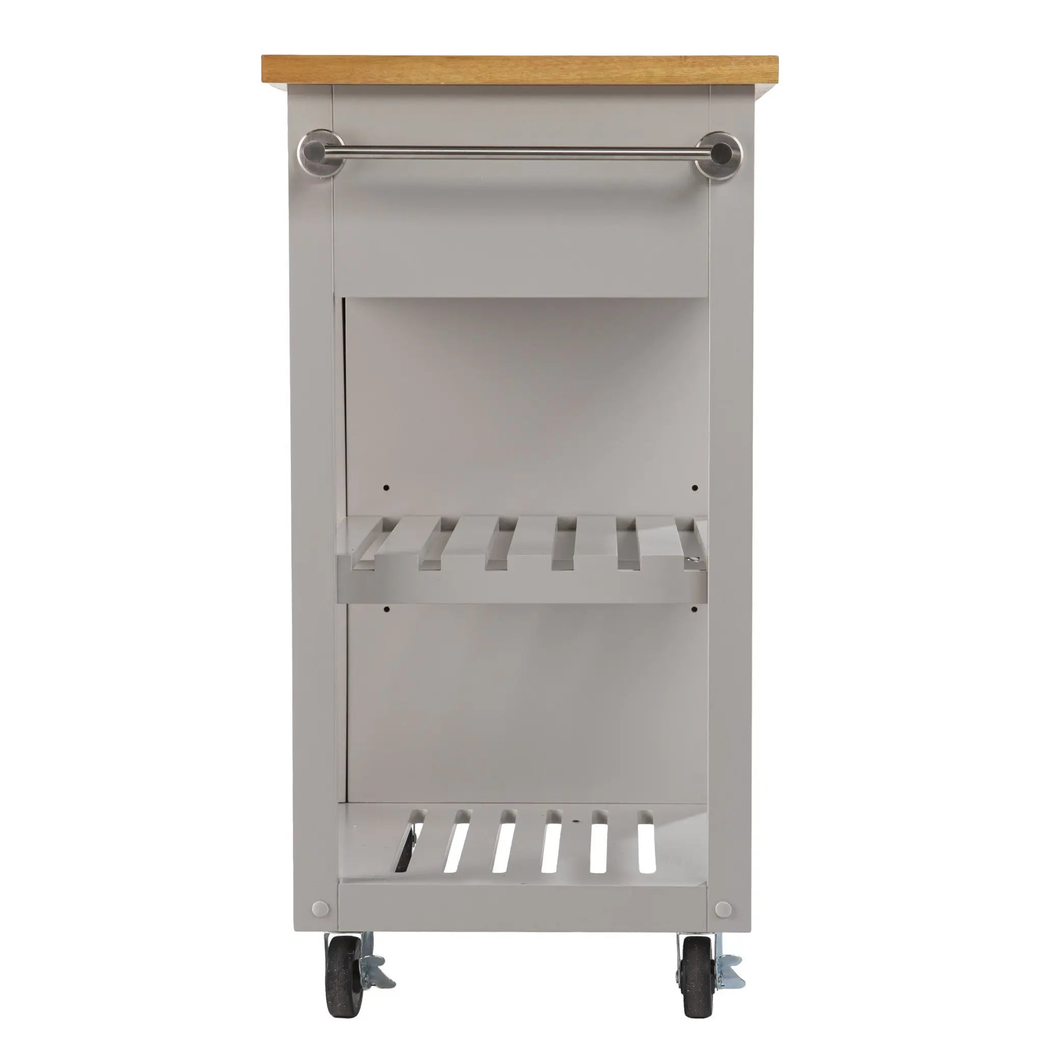 Gray and Natural 35" Rolling Kitchen Island With Storage Homeroots Kitchen & Dining