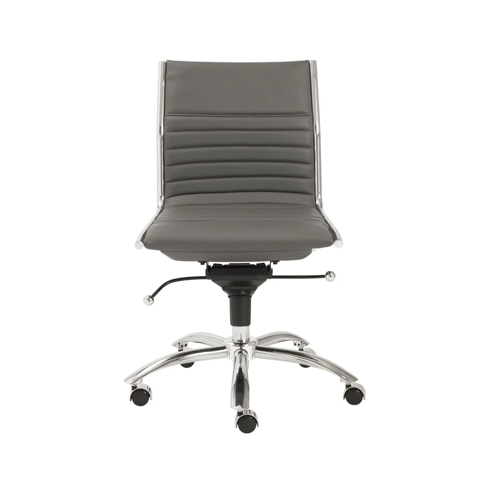 Gray and Silver Adjustable Swivel Faux Leather Rolling Conference Office Chair - GreatEagleInc