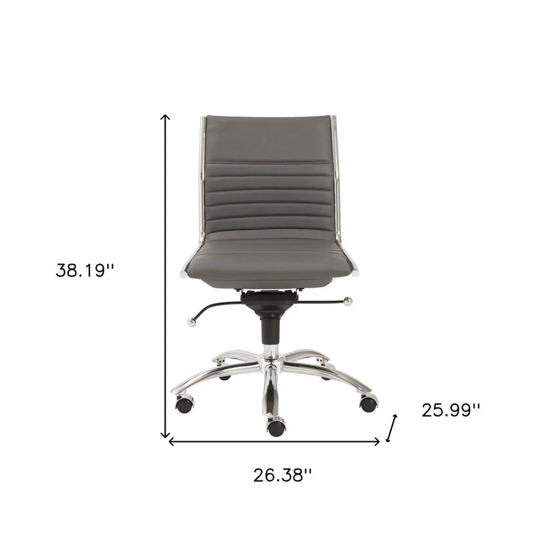 Gray and Silver Adjustable Swivel Faux Leather Rolling Conference Office Chair - GreatEagleInc