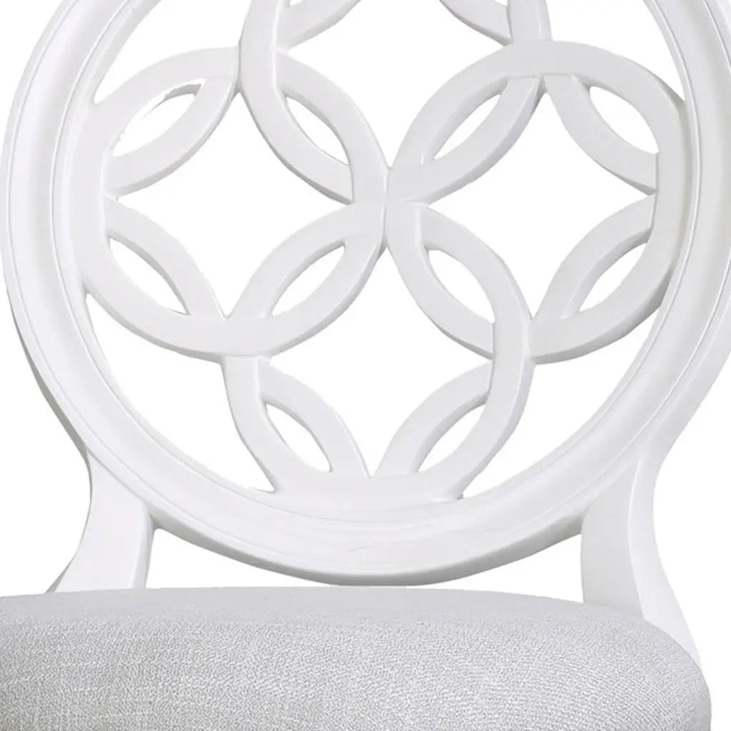 Gray and White Fabric and Solid Wood Bar Height Swivel Bar Chair Homeroots Living Room
