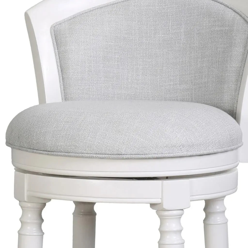 Gray and White Fabric and Solid Wood Low Back Counter Height Swivel Bar Chair Homeroots Living Room