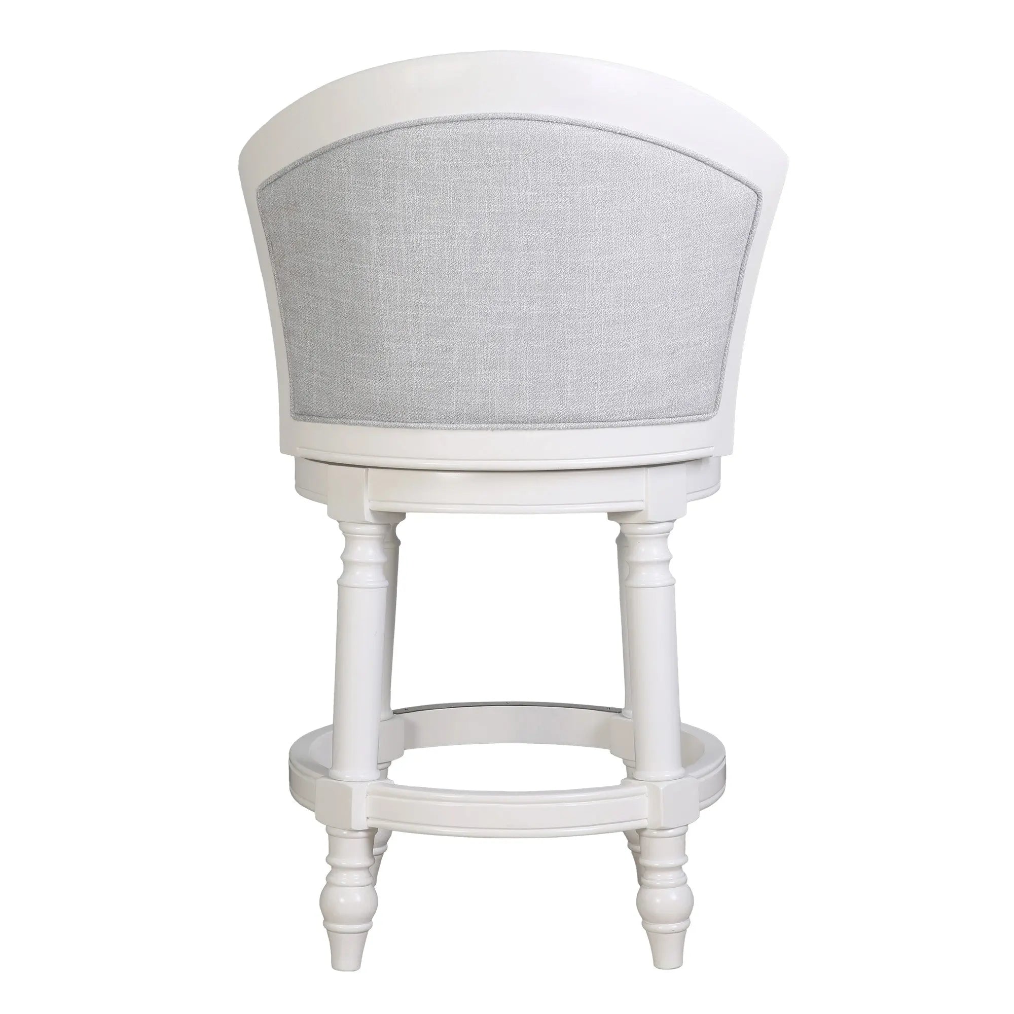 Gray and White Fabric and Solid Wood Low Back Counter Height Swivel Bar Chair Homeroots Living Room