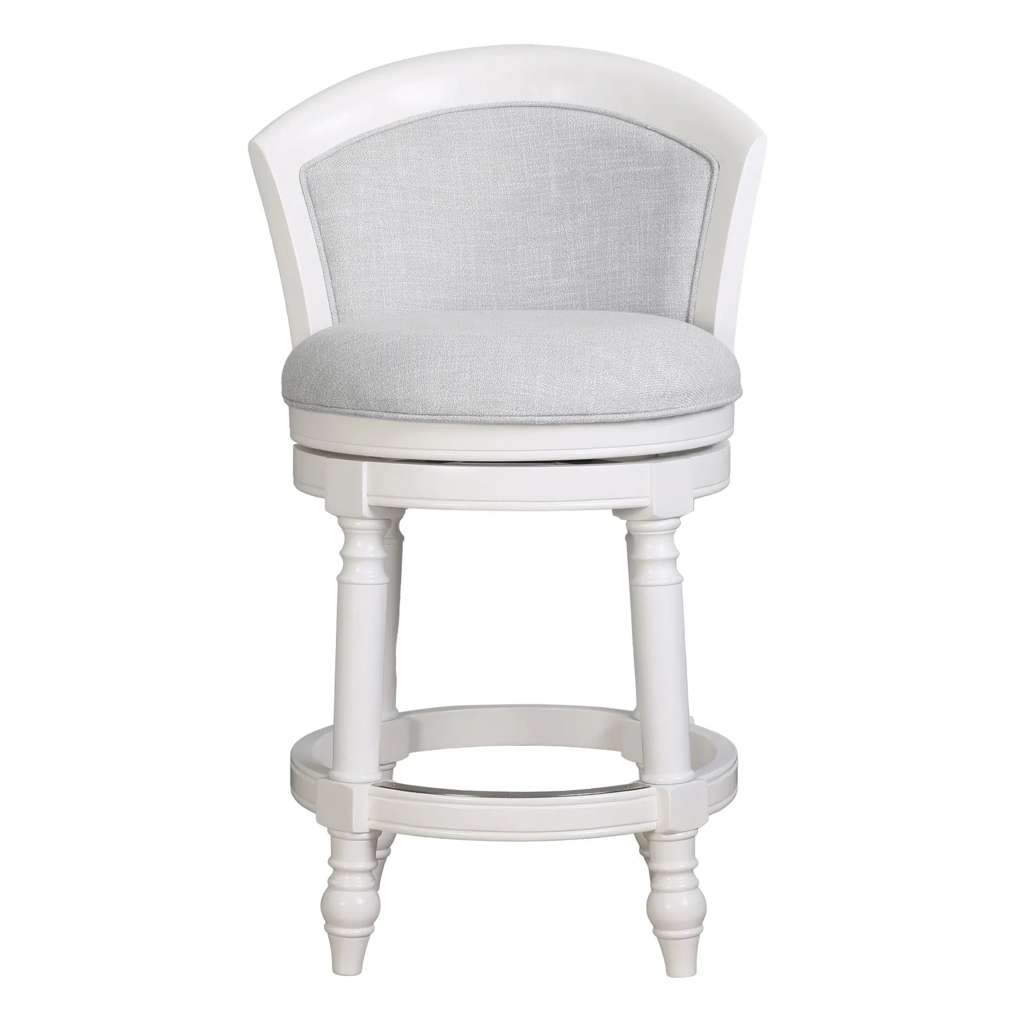 Gray and White Fabric and Solid Wood Low Back Counter Height Swivel Bar Chair Homeroots Living Room