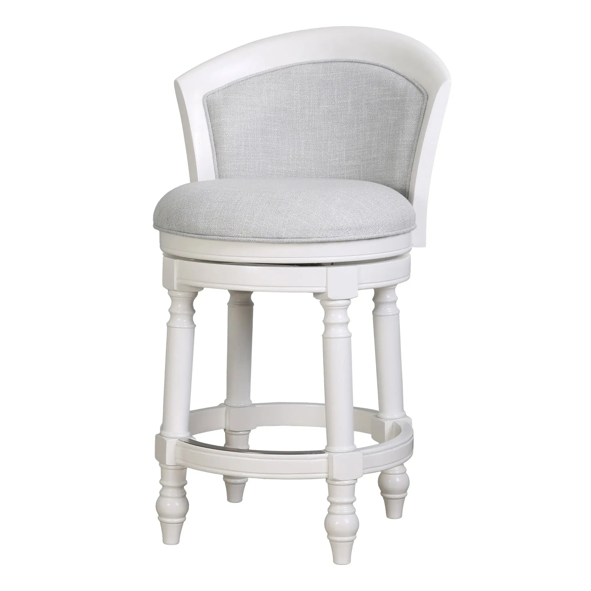 Gray and White Fabric and Solid Wood Low Back Counter Height Swivel Bar Chair Homeroots Living Room