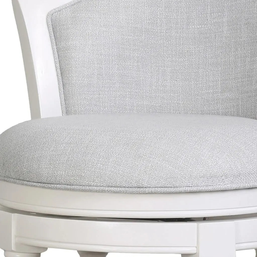 Gray and White Fabric and Solid Wood Low Back Counter Height Swivel Bar Chair Homeroots Living Room