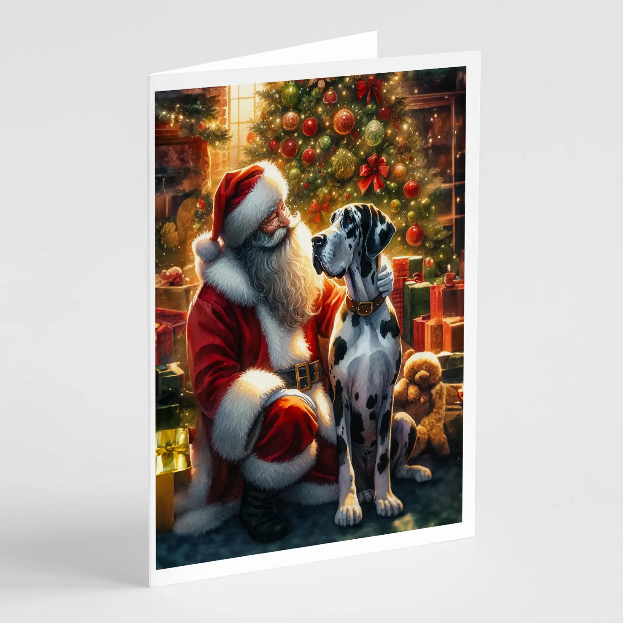 Great Dane and Santa Claus Greeting Cards Pack of 8 Caroline's Treasures