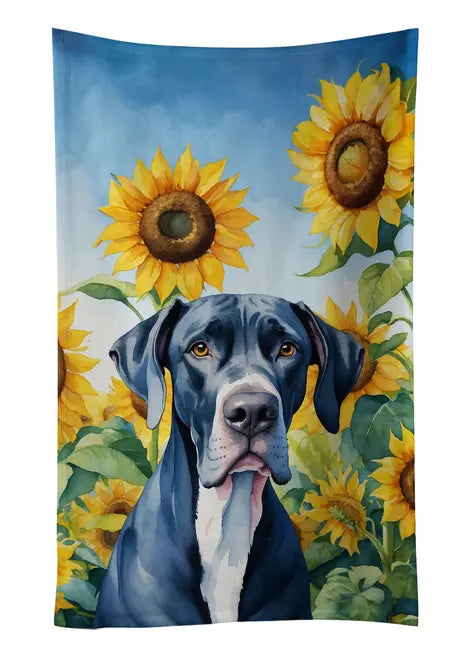 Great Pyrenees in Sunflowers Pair of Pot Holders Caroline's Treasures