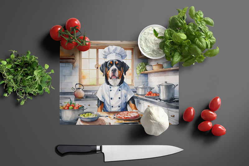 Greater Swiss Mountain Dog The Chef Glass Cutting Board Caroline's Treasures