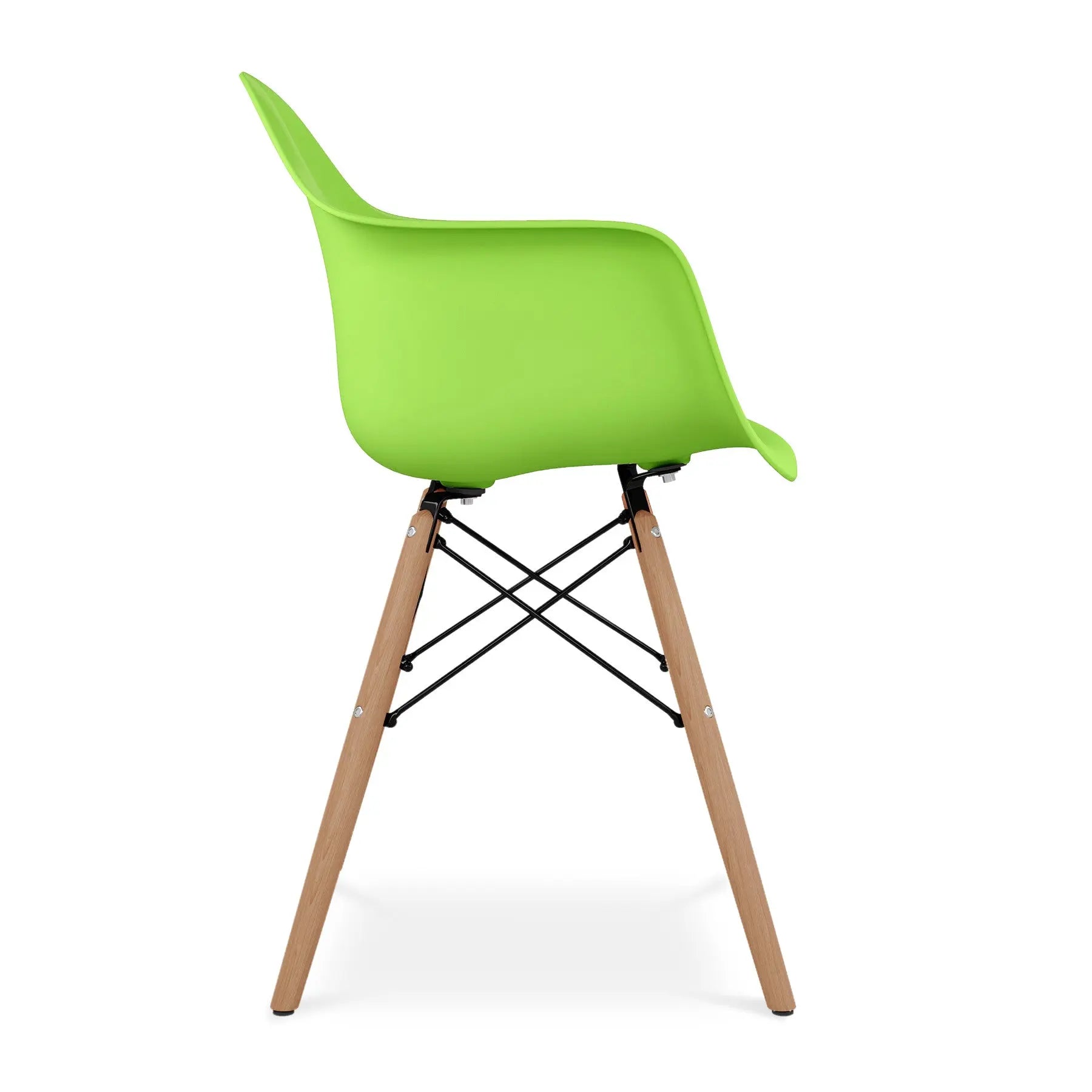 Green And Natural Heavy Duty Plastic And Solid Wood Dining Arm Chair Homeroots Kitchen & Dining