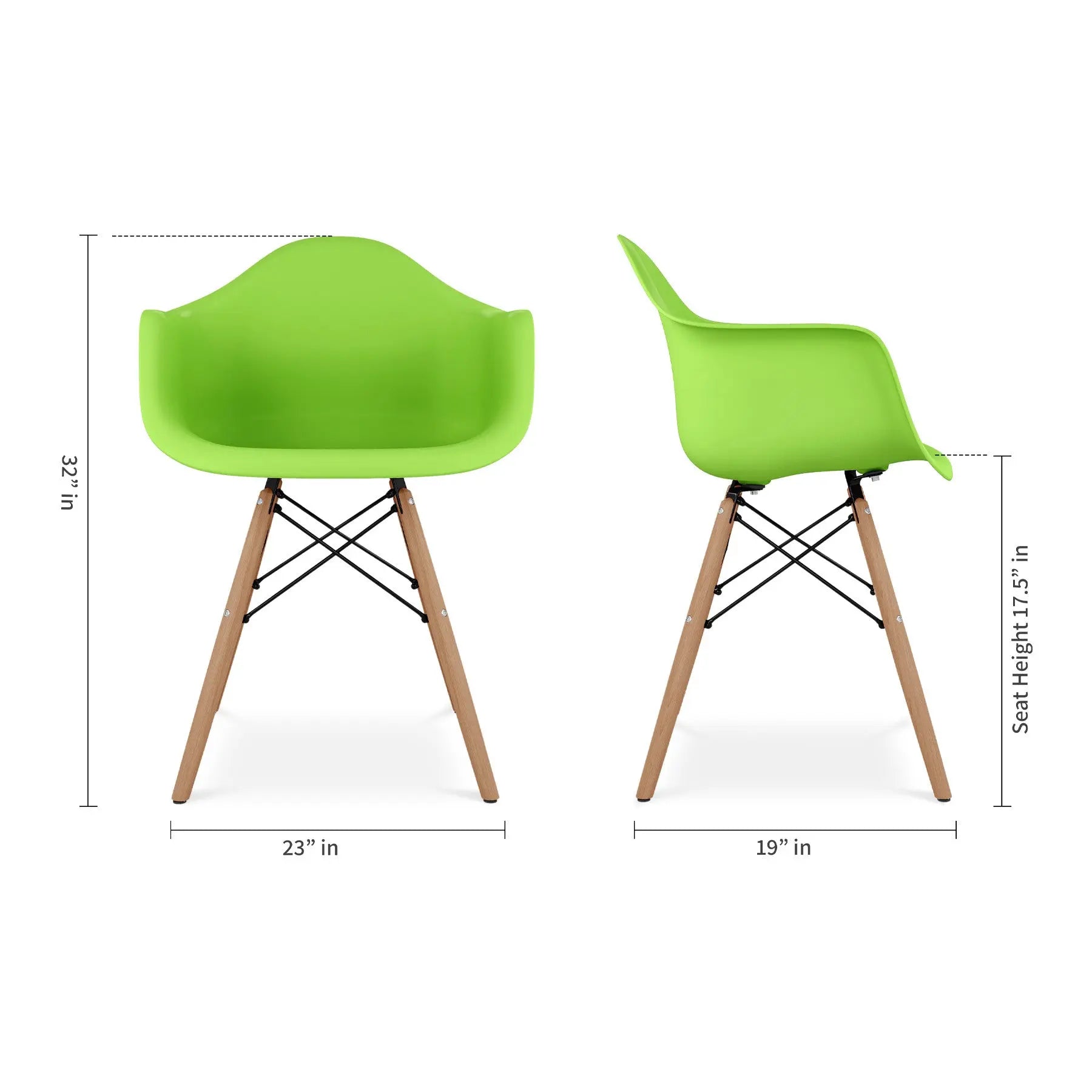 Green And Natural Heavy Duty Plastic And Solid Wood Dining Arm Chair Homeroots Kitchen & Dining